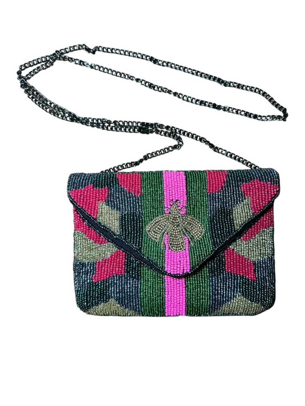 Shirdee Designs Beaded Envelope Crossbody Bag with Bee Motif